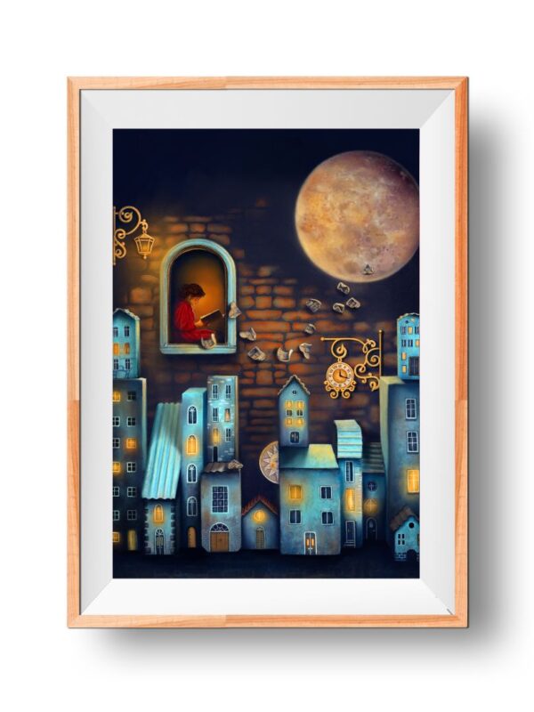 late night thoughts art print παραμύθι στο χαρτι